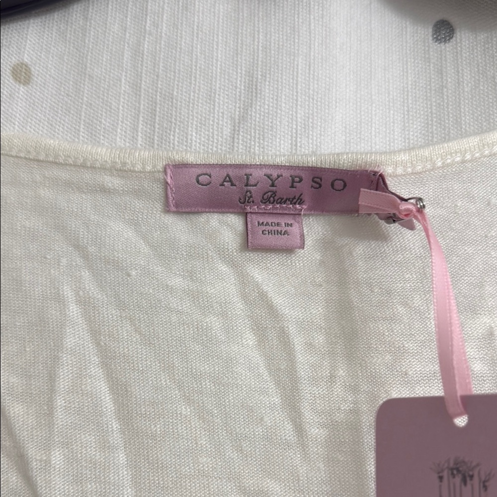 Calypso St. Barth Linen Lace-Up Short Sleeve Top - Picture 2 of 5